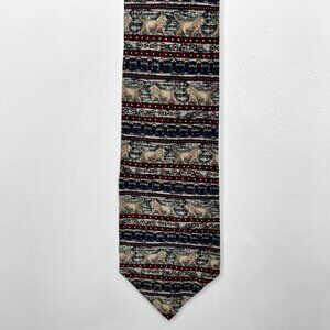 Vtg 90’s UNICEF Men’s Neck Tie 4” Babylonian Lions Silk Necktie USA